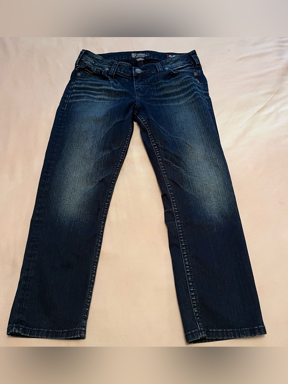 Silver Woman’s Tuesday Mid Capri Faded Dark Blue Jeans